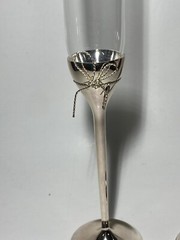 Vera Wang Love Knots Wedgwood Toasting Champagne Flutes Silver Love Knots Bows