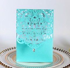 100pcs Holiday Party Laser Cut Wedding Invitation Cards Pearl Paper Invitations