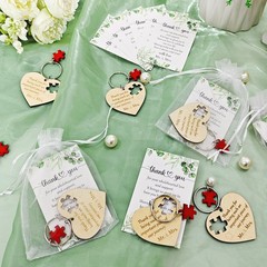 50 Sets Wedding Favors for Guests Bulk Wood Heart Puzzle Keychains, Wedding
