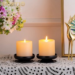 Set of 2 Black Iron Pillar Candle Holders Spike Holder 2 Pcs,