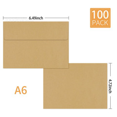100 Packs Kraft 4×6 Envelopes for 100 Qty A6(4.75*6.5), kraft