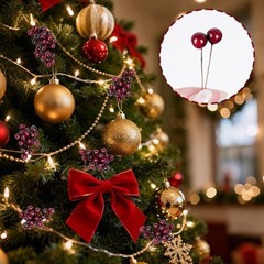 hoyuwak Burgundy Christmas Ornaments – 100 Pcs Artificial Holly Berries on