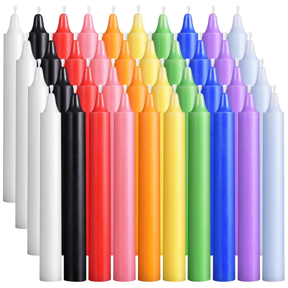 Viyffo 40 Pack Taper Chime Candles, 4 Inch Mini 4″40pcs-Assorted Color