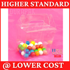 50~ 3-1/2×2-3/8×3-3/4″ Clear PET Plastic Chinese Take Out Party Favor Box Boxes