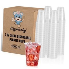 1000 PACK 7 oz Clear Plastic Cups, 7 Ounce Disposable Drinking 7 OZ-1000ct