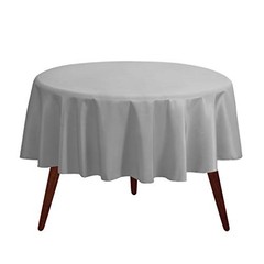 Round Tablecloth – 132 Inch Round Table Cloth for 72 to 96 132″ (Round) Silver