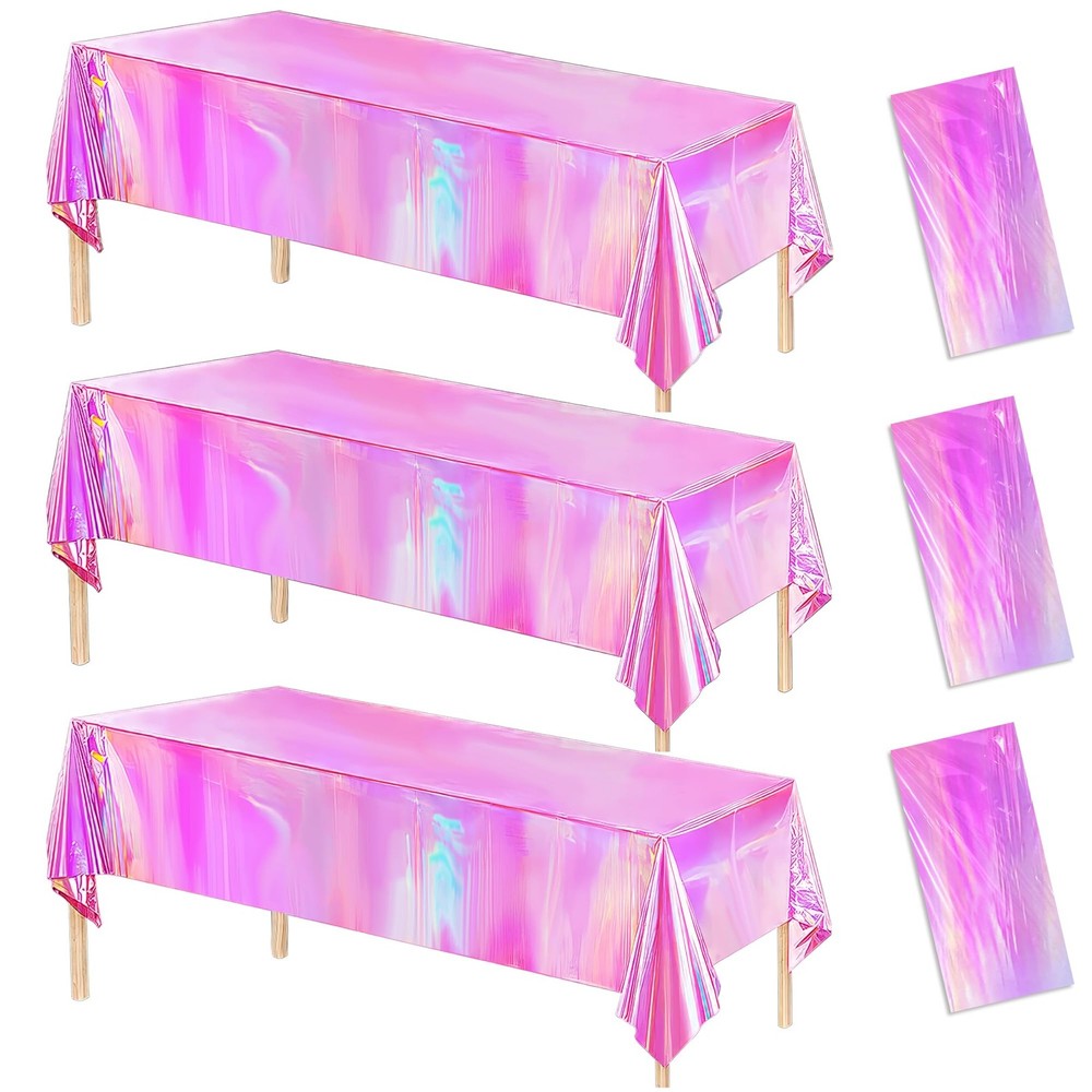 Srua Don Pink Iridescent Party Decorations Tablecloth, 3 55 x 86 inches,