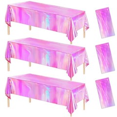 Srua Don Pink Iridescent Party Decorations Tablecloth, 3 55 x 86 inches,