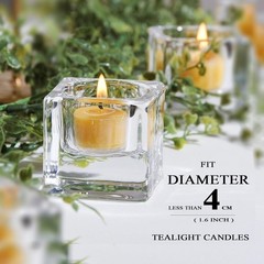 8-Pack Clear Glass Square Tealight Holders for Events & Decor