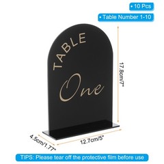 10pcs Black Arch Sign with Stand, 5″x7″ Table Number Holders(Numbers 1-10)