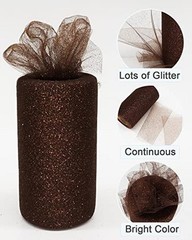 Brown Glitter Tulle Fabric Rolls, 6″ by 50 Yards, 150 ft, Brown