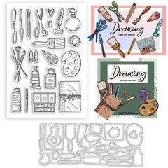 2pcs Painting Tools Clear Stamp Palettes Die Cuts Spatula Pen Silicone Stamp …