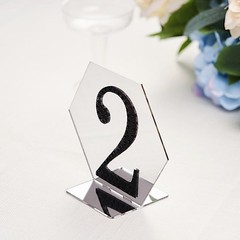 5 SILVER 5″ Hexagon ACRYLIC STANDS TABLE NUMBERS Sign Holders Party Decorations