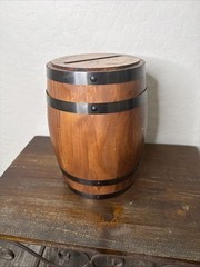 Wedding Oak Whiskey Barrel Card Box with Slot Gift Card Box Holder Wine Barrel