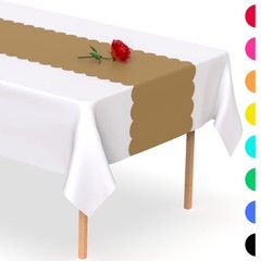 Gold Plastic Disposable Table Runner. 5 Pack 14 x 108 inch. ScallopTable Runn…