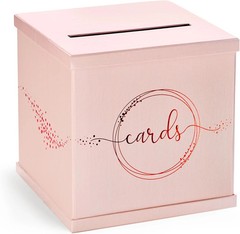 Pink Rose Gold Card Box for Party, Large 10″ Gift Card Box Birthday, Bridal & Ba