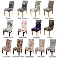 1/4/6pcs Printed Stretch Spandex Dining Chair Covers Velvet Jacquard Slipcovers