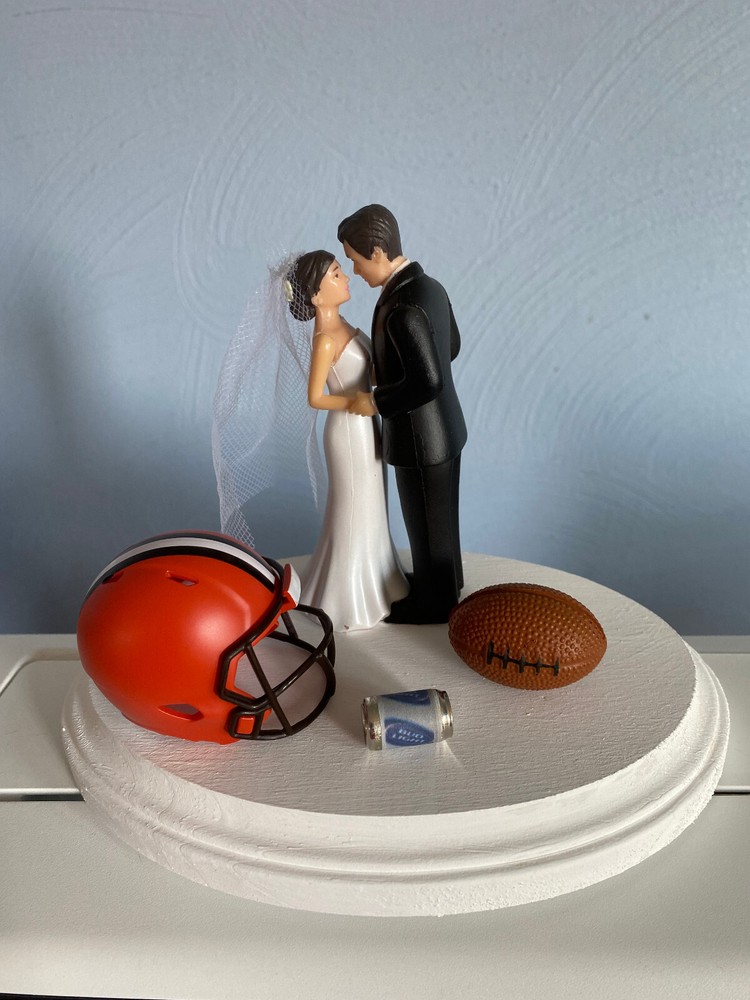 Cleveland Browns Cake Topper Bride Groom Wedding day NFL Funny Football Theme