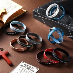 Lunmon 120 Pcs Bible Verse Silicone Bracelets Bulk Religious multicolor