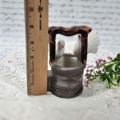 Vintage Wishing Well Cake Topper Bisque Porcelain Lovebirds Dove Figurine