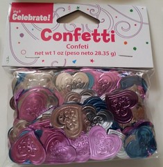 Lot of 12: 1 oz Packs of Heart-Shaped Confetti, Romance/Bridal/Wedding/Valentine
