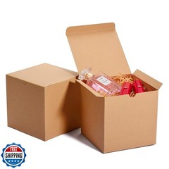 MESHA 6x6x6 Gift Boxes with Lids, Brown Kraft Gift Boxes 50PC for Christmas,