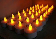 NEW 36 amber FLICKER LIGHT FLAMELESS LED TEALIGHT TEA CANDLES