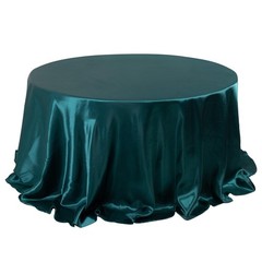 Balsa Circle Peacock Teal Satin Round Tablecloth 132″ (Round),