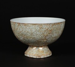 Compote Bowl Vase Ivory Mosaic Round Centerpiece 8″D 5.5″Hi Set/2 FREE SHIPPING