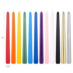 Mega Candles 12 pcs Unscented Supreme Assorted Colors 10 in Taper,