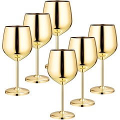 Set of 6 Stainless Steel Wine Glass 18 oz Unbreakable Glasses for Travel, Cam…