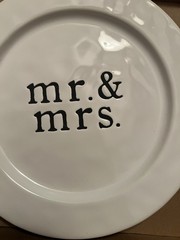 Mud Pie Mr & Mrs Cake Plate 5 Pc Set Wedding Tasting Bride And Groom NIB