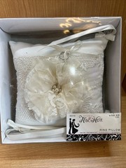 Studio His & Hers Wedding Ring Pillow Hobby Lobby White Floral Bride 2010