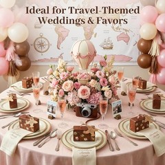 Vintage Travel-Themed Mini Favor Box Set – 50 Kraft Paper Suitcases for Events