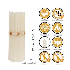 DEYBBY Mini White Beeswax Candles – 50 Count – 50 pack,
