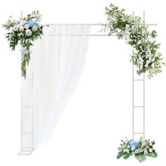 Sturdy Double-Bar Metal Wedding Arch Outdoor Garden Wedding Celebration Backdrop