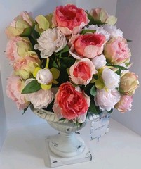 Wedding Arrangement Laura Ashley Multicolor Faux Peony’s In Stand, New