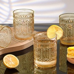 Darlion 6 Pack Amber Glassware Set, 10oz Vintage Drinking 9.5oz,