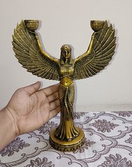 Egyptian Lady Candle Holder Statue Brass Greek Goddess Idol Candle Lamp CA488