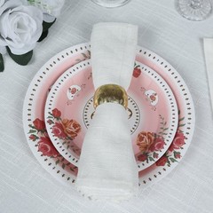 25 DUSTY ROSE 7″ Paper Round Plates with Vintage Rose Flower Print Wedding