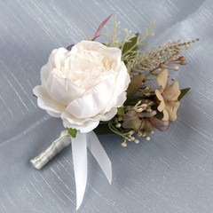 Romantics Champagne Wrist Flower and Boutonniere for Wedding Celebration Party