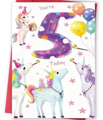 FANCYLUCKY Happy 5th Birthday Card Gift for Girls, Cute 5 Year Old Birthday D…