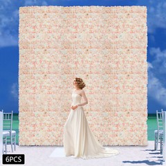 Artificial Flower Wall Backdrop 6 Panel Set Wedding Decor Champagne White Roses