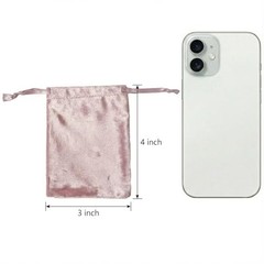 12pcs Velvet Drawstring Bags 3×4 Inches – Glossy Small Velvet – Rose Pink