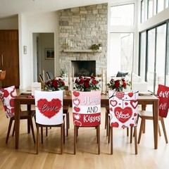 6 Pcs Valentines Day Chair Covers Valentines Dining Chair Back Love Heart