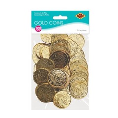 Beistle 100 Piece Gold Plastic Pirate Treasure Embossed Coins 100 Piece,