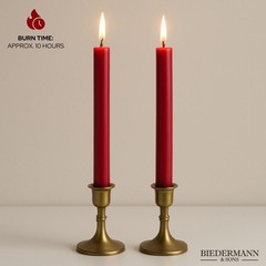 Biedermann & Sons Cranberry Red Taper Candles 2 Pack, 10-Inch,