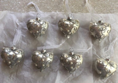 Wedding/Bridal/Anniversary Silver Scroll Faux Pearl Heart Ornaments – 7