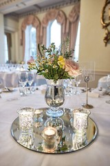 Square & Round Mirror Plate Glass Centrepieces 5 Sizes Wedding Event Table Decor