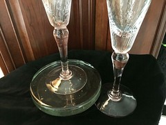 Pair Mega GIANT 40oz/16» Tall CHAMPAGNE Toasting FLUTES Clear Crystal/Pink Stem